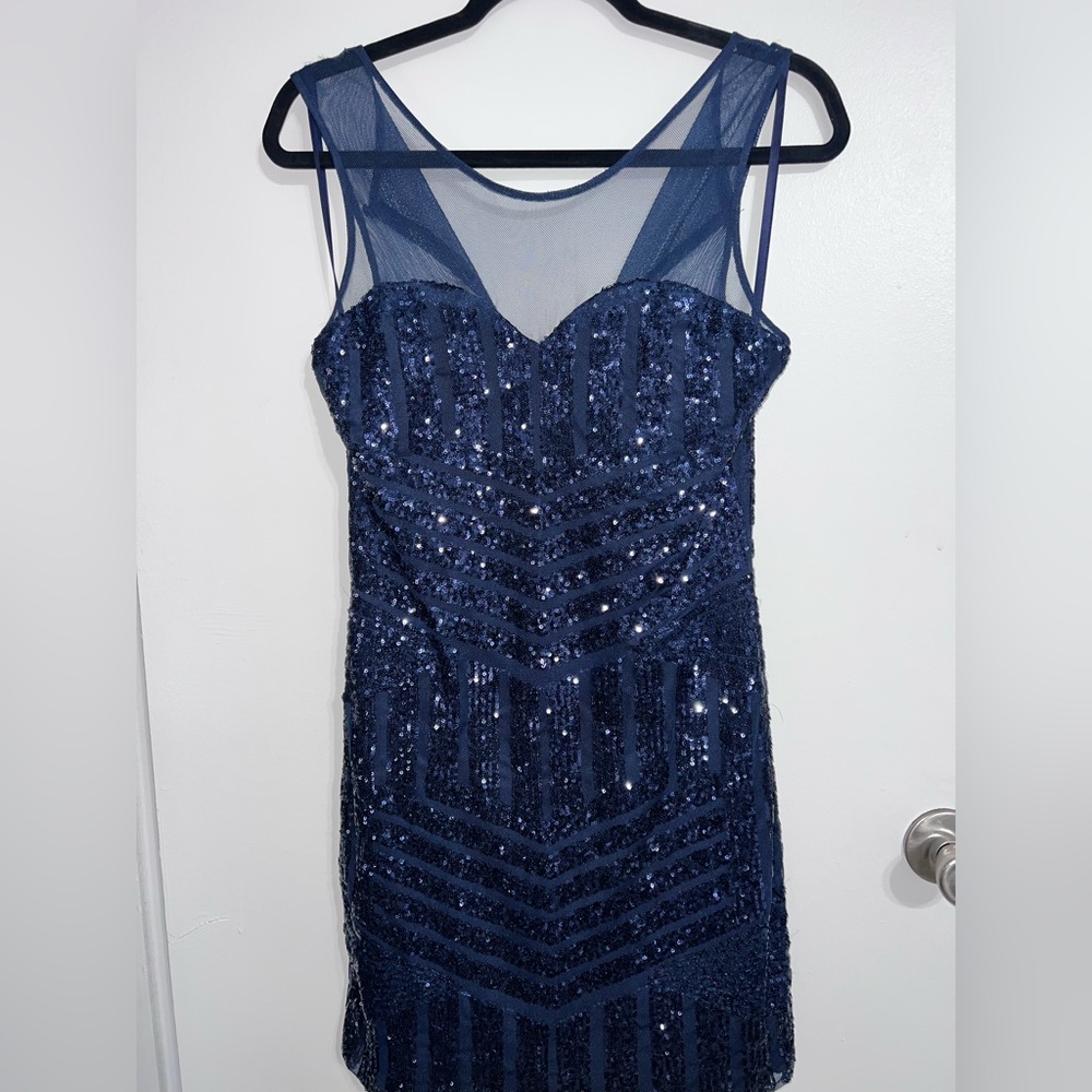 Elegant Navy Sequin Dress ( Holiday ready 🍾)